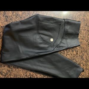Leather high waisted pants